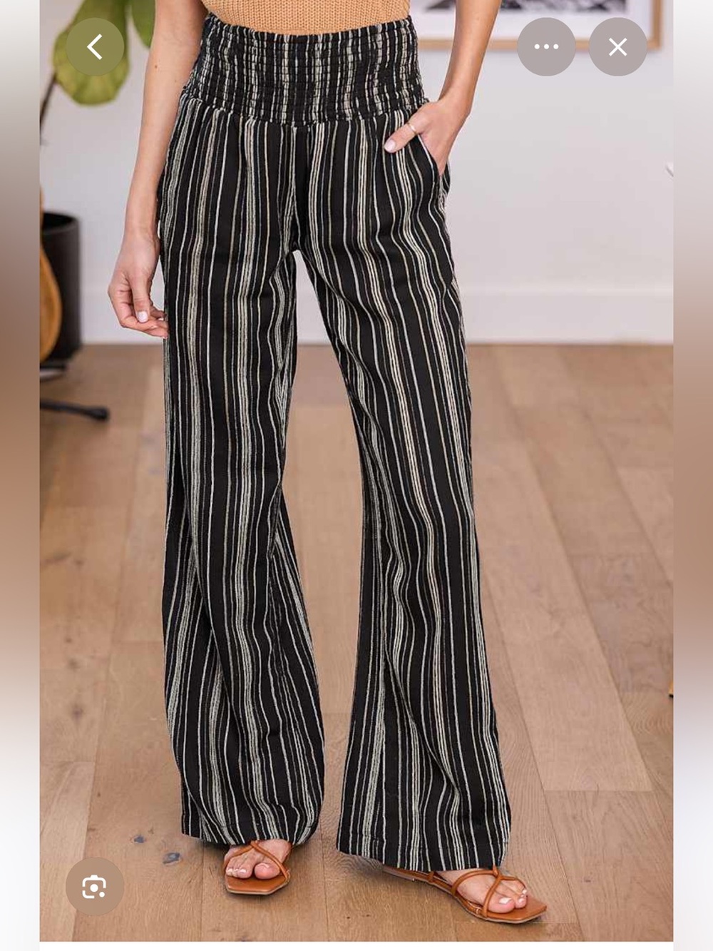 Billabong Striped pants- waist band sz L- Black front and back pockets - Picture 2 of 4